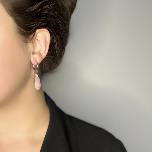 Серьги ДИНОСА с розовым кварцем —  фото 4