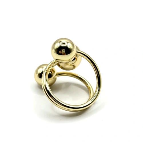 Безразмерное кольцо с тремя шариками фото 2
