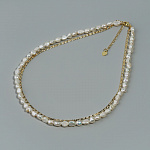 Ожерелье с цепью Жемчуг барочный 42см: цвет камня белый