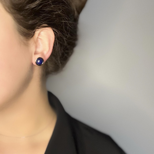 Серьги пусеты ДИНОСА с лазуритом —  фото 3