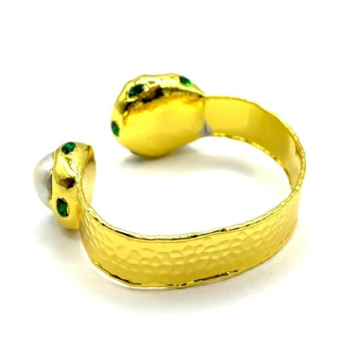 Браслет жесткий ДИНОСА с цветком и барочным жемчугом —  фото 3