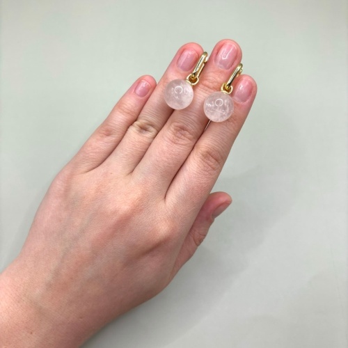 Серьги-трансформер ДИНОСА с розовым кварцем —  фото 3