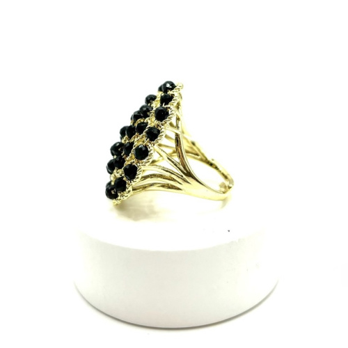 Кольцо ДИНОСА круглое с черным агатом фото 2