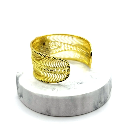 Жесткий браслет с барочным жемчугом и турмалином —  фото 2