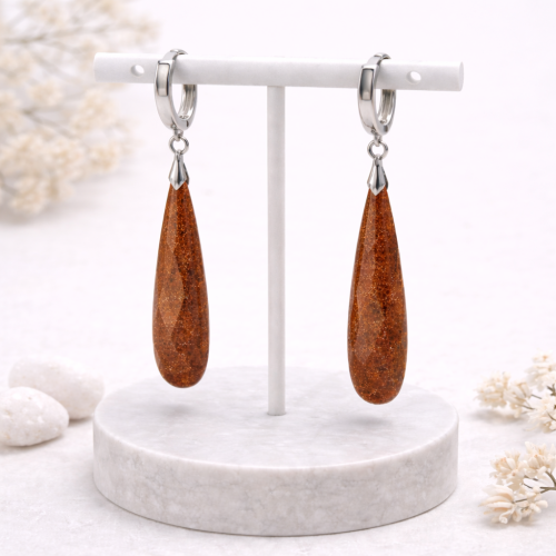 Серьги ДИНОСА с авантюрином длинные — 