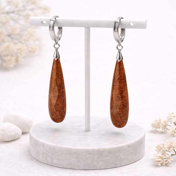 Серьги ДИНОСА с авантюрином длинные