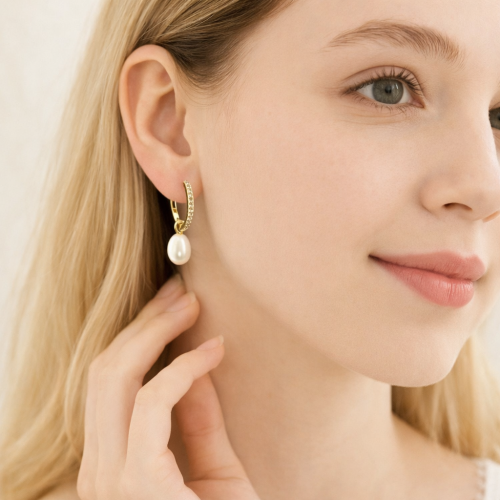 Серьги-трансформер ДИНОСА с речным жемчугом —  фото 3