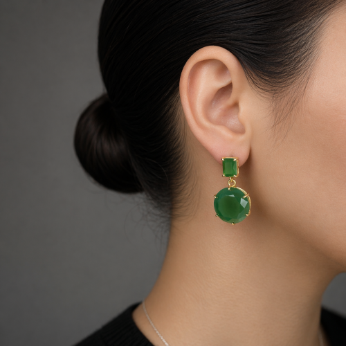 Серьги с крупным зеленым кварцем —  фото 3