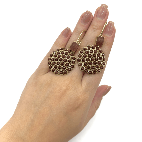 Серьги ДИНОСА круглые с натуральными гранатами —  фото 3