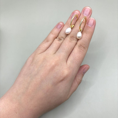 Серьги-трансформер ДИНОСА с речным жемчугом —  фото 3