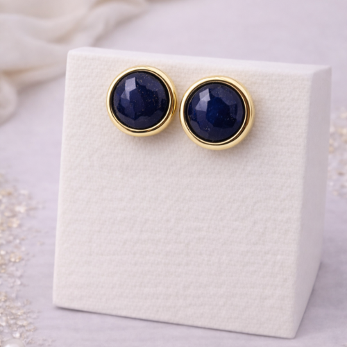 Серьги пусеты ДИНОСА с лазуритом — 