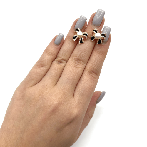 Серьги ДИНОСА с речным жемчугом и эмалью —  фото 3