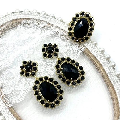 Серьги с черным агатом —  фото 3