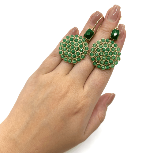Серьги ДИНОСА круглые с зелеными агатами —  фото 3