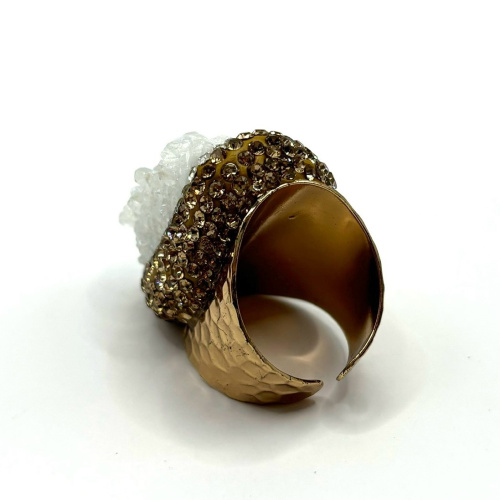 Кольцо ДИНОСА с друзой горного хрусталя фото 3