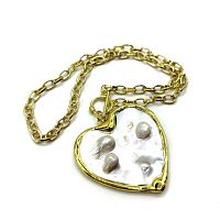 Колье ДИНОСА сердце с барочным жемчугом и перламутром