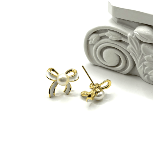 Серьги ДИНОСА с речным жемчугом и эмалью —  фото 2