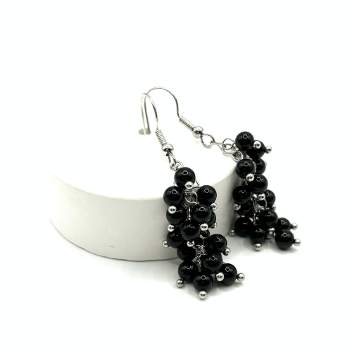 Серьги ДИНОСА с черным агатом —  фото 2