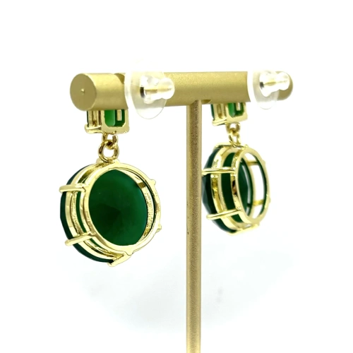Серьги с крупным зеленым кварцем —  фото 2
