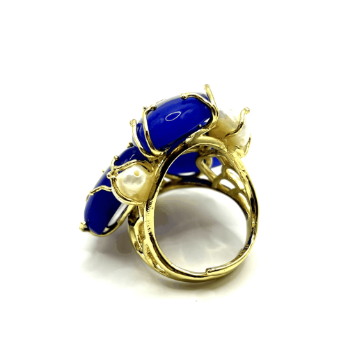 Кольцо ДИНОСА ажурное с речным жемчугом и кварцем фото 3