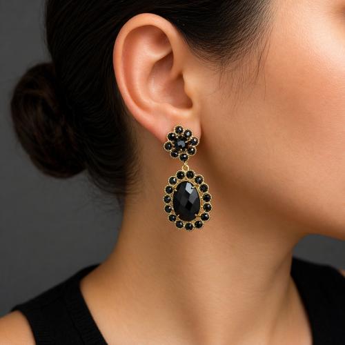 Серьги с черным агатом —  фото 4