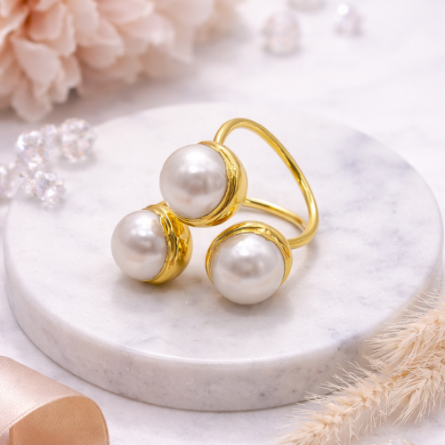 Кольцо ДИНОСА безразмерное с барочным жемчугом