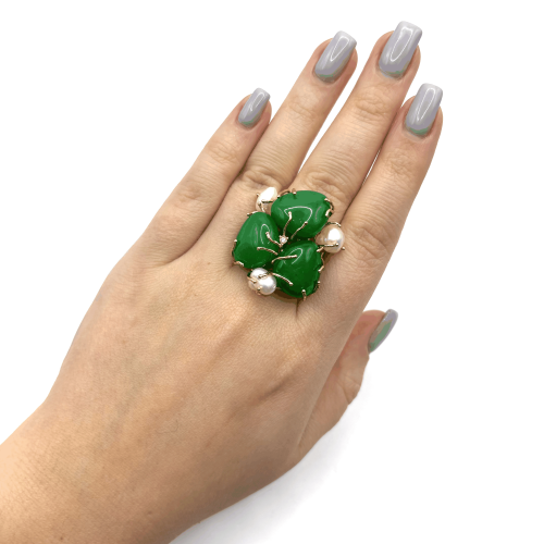 Кольцо ДИНОСА ажурное с речным жемчугом и кварцем фото 4