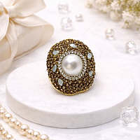 Кольцо ДИНОСА с барочным жемчугом и аквамарином