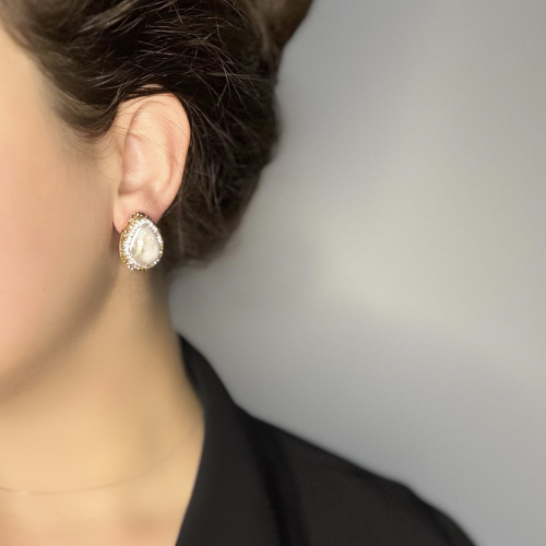 Серьги ДИНОСА с барочным жемчугом и кристаллами —  фото 4