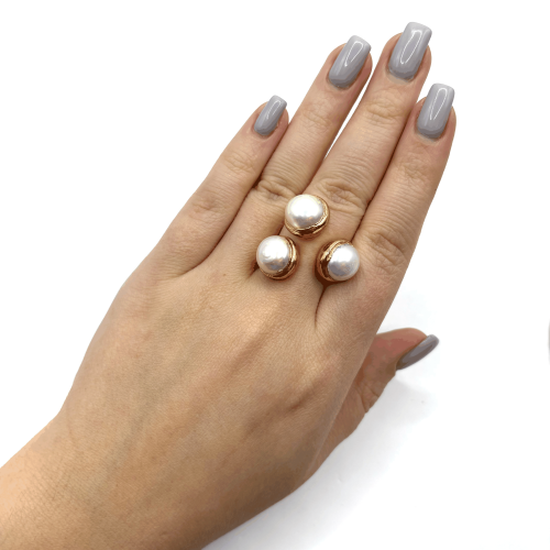 Кольцо ДИНОСА безразмерное с барочным жемчугом фото 4