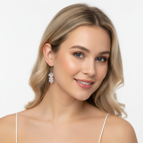 Серьги ДИНОСА с синтетическим лунным камнем —  фото 4