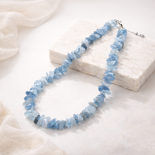 Бусы ДИНОСА с аквамарином