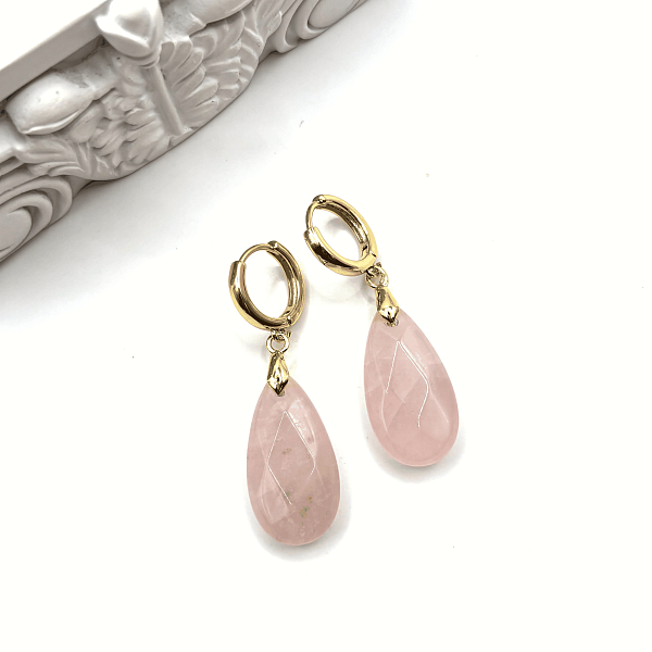 Серьги ДИНОСА с розовым кварцем