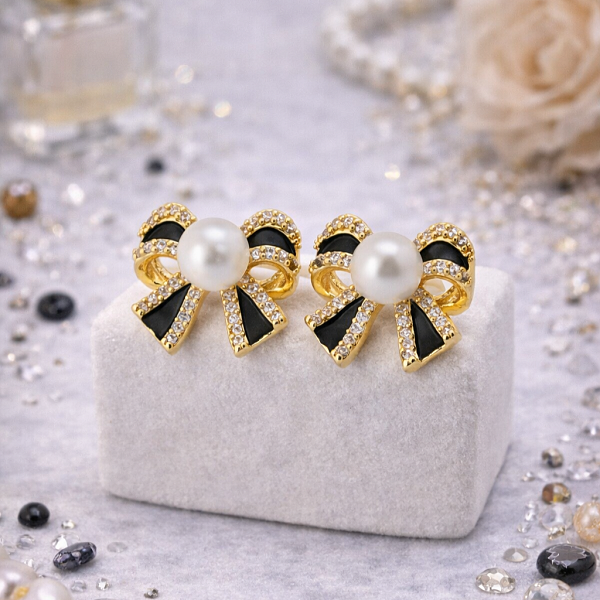 Серьги ДИНОСА с речным жемчугом и эмалью