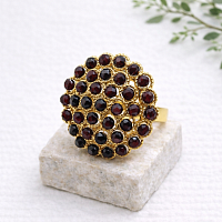 Кольцо ДИНОСА круглое с натуральными гранатами