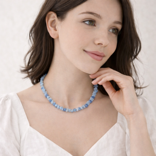 Бусы ДИНОСА с аквамарином фото 5