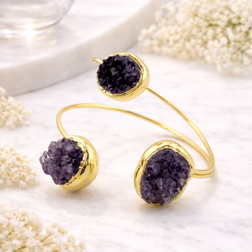 Жесткий браслет ДИНОСА с друзами аметиста —  фото 2