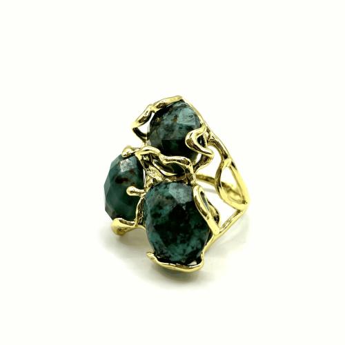 Кольцо ДИНОСА ажурное с бирюзой фото 2