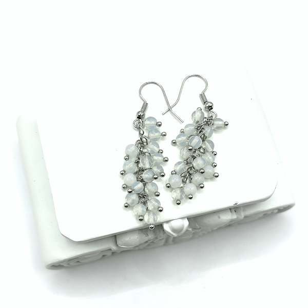 Серьги ДИНОСА с синтетическим лунным камнем