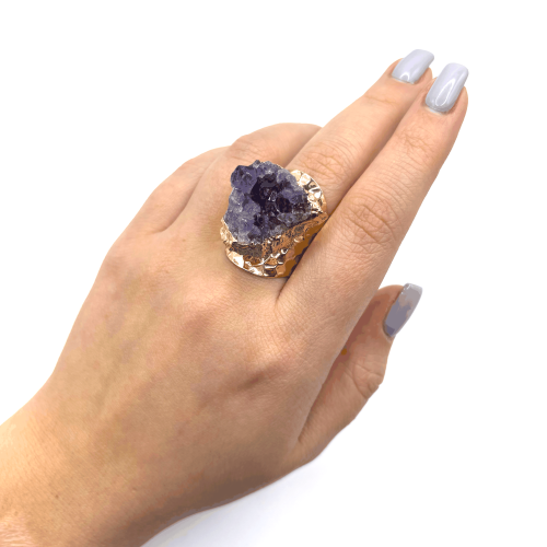 Кольцо ДИНОСА с друзой аметиста фото 5