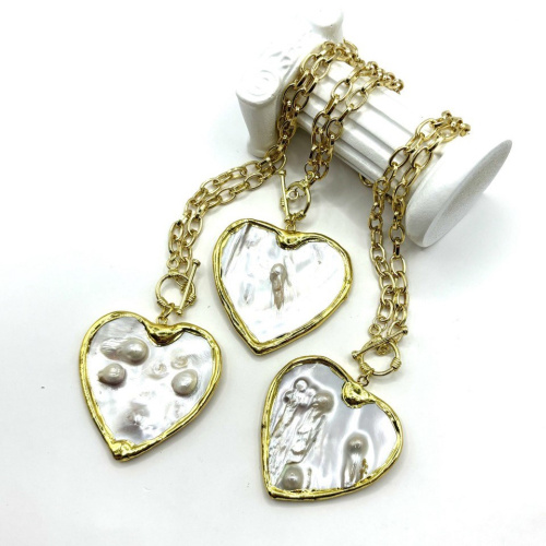 Колье ДИНОСА сердце с барочным жемчугом и перламутром фото 3