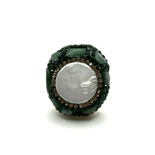 Кольцо ДИНОСА с барочным жемчугом и кварцем фото 2