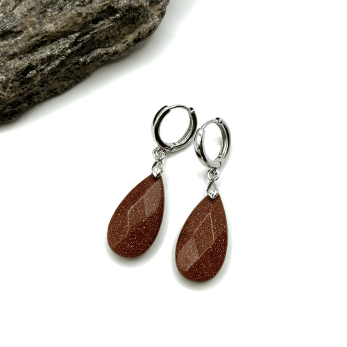 Серьги ДИНОСА с авантюрином — 