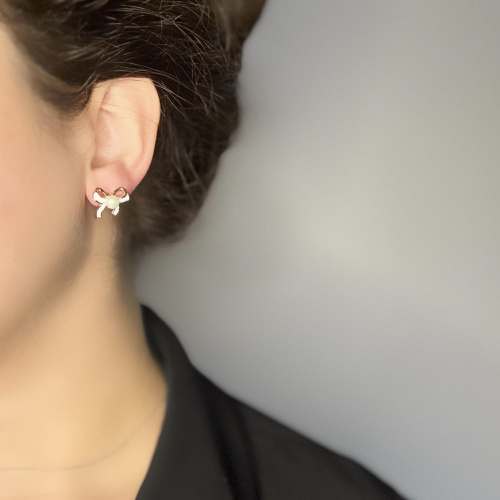 Серьги ДИНОСА с речным жемчугом и эмалью —  фото 4