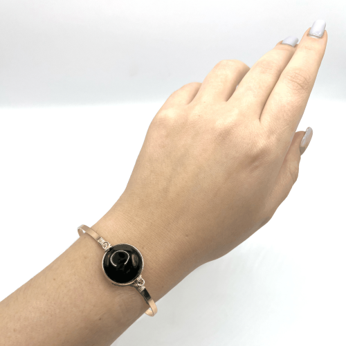 Браслет жесткий ДИНОСА с черным агатом —  фото 4