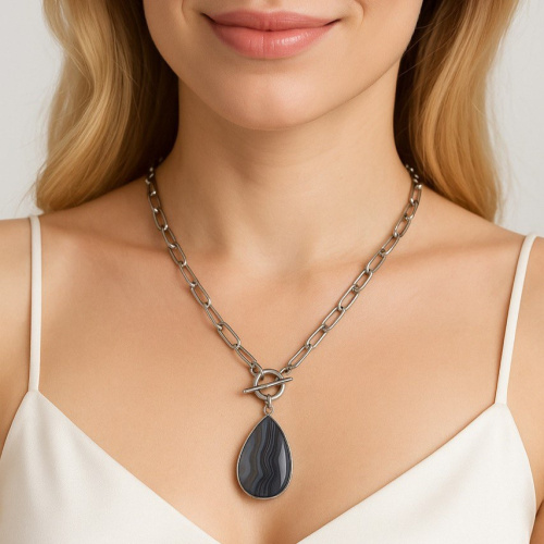 Колье ДИНОСА с агатом фото 4