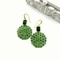 Серьги ДИНОСА круглые с зелеными агатами