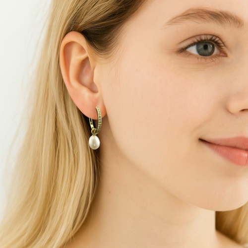 Серьги-трансформер ДИНОСА с речным жемчугом —  фото 4