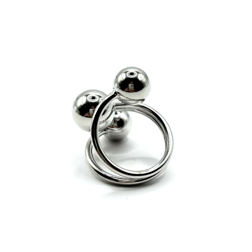 Безразмерное кольцо с тремя шариками фото 2