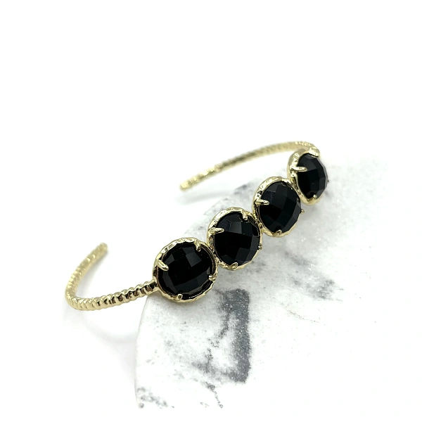 Жесткий браслет с агатами